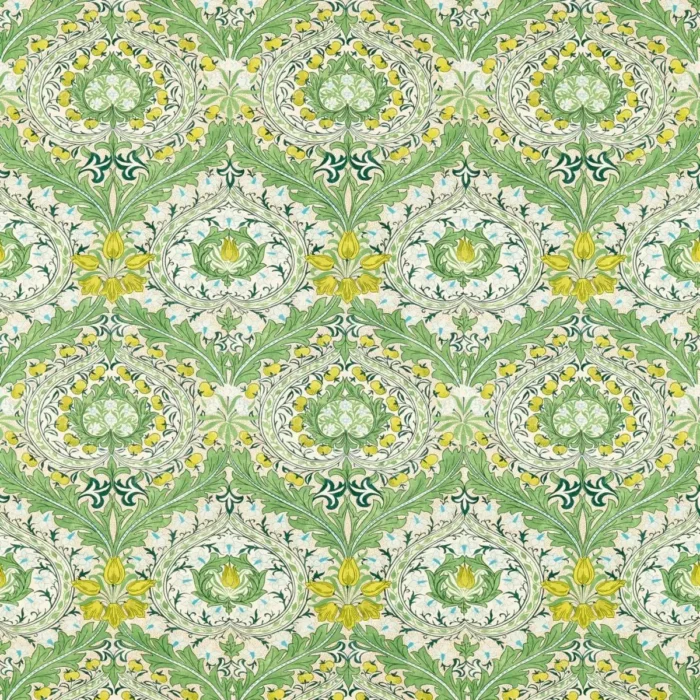 Merton Fabric - Leaf Green / Sky swatch