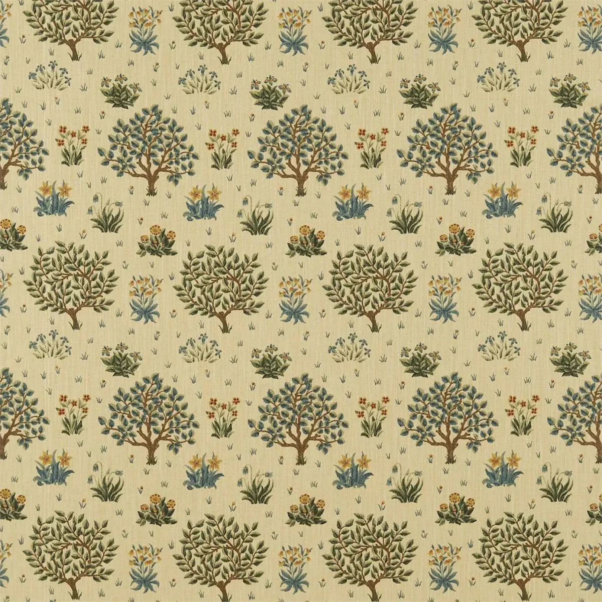 blue botanical linen fabric from William Morris & Co