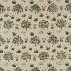 multicolour botanical linen fabric from William Morris & Co