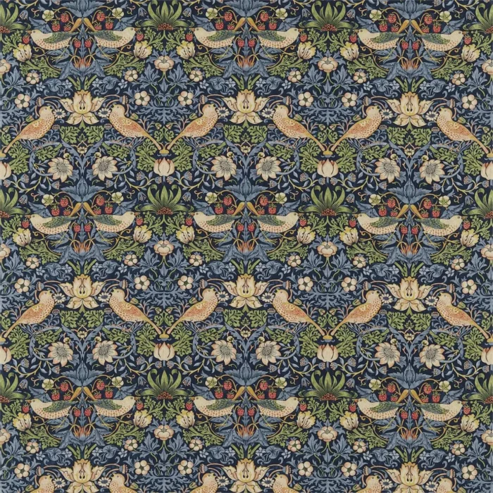 Strawberry Thief Fabric - Indigo / Mineral swatch