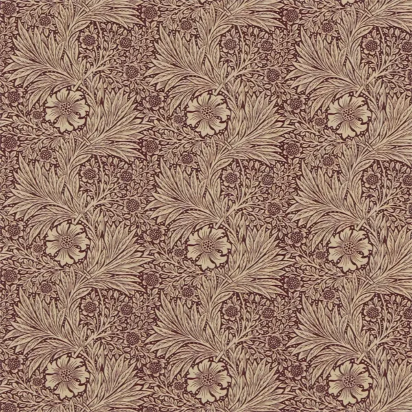 Marigold Fabric - Brick / Manilla by red botanical linen fabric from William Morris & Co