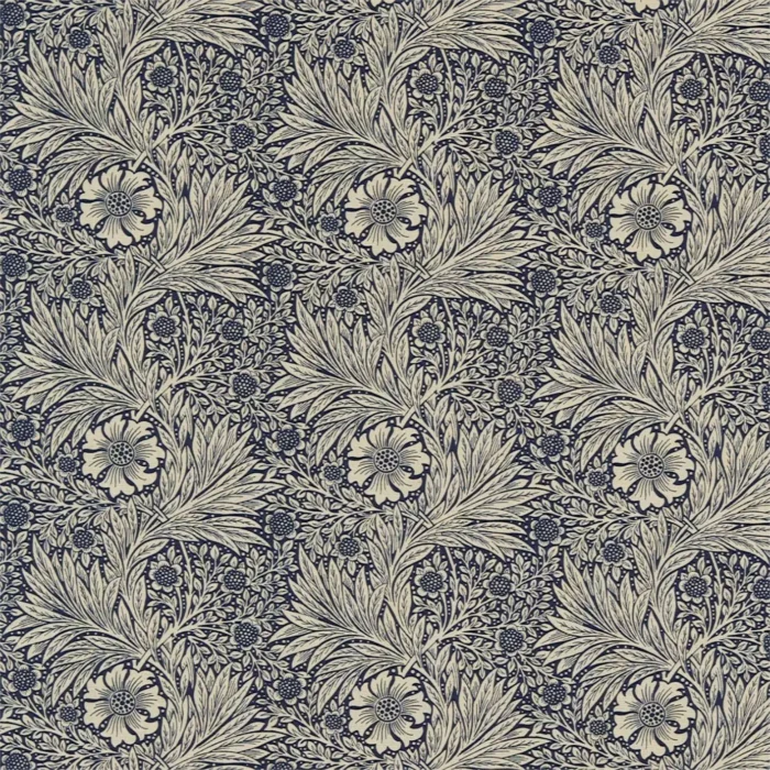 Marigold Fabric - Indigo / Linen – Indgo / Linen swatch