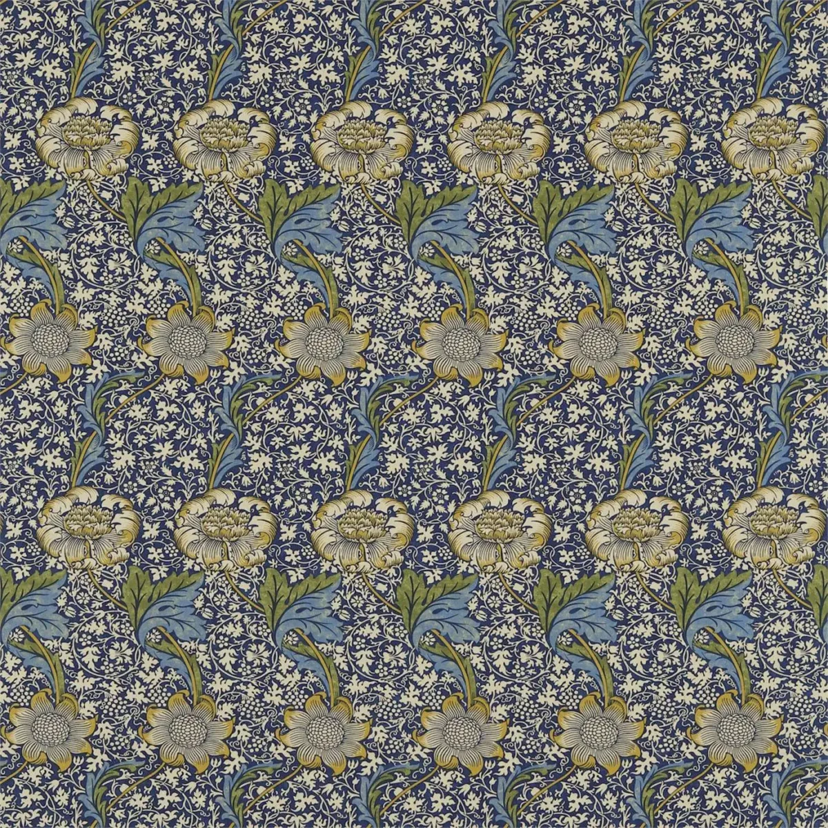 blue botanical linen fabric from William Morris & Co