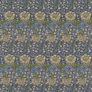 blue botanical linen fabric from William Morris & Co