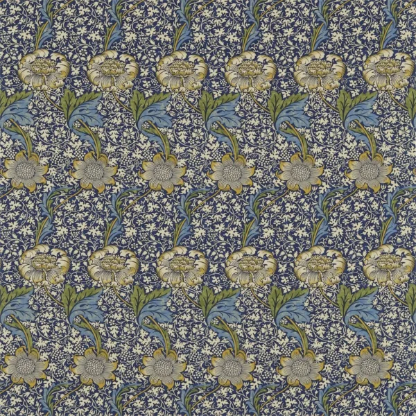 blue botanical linen fabric from William Morris & Co