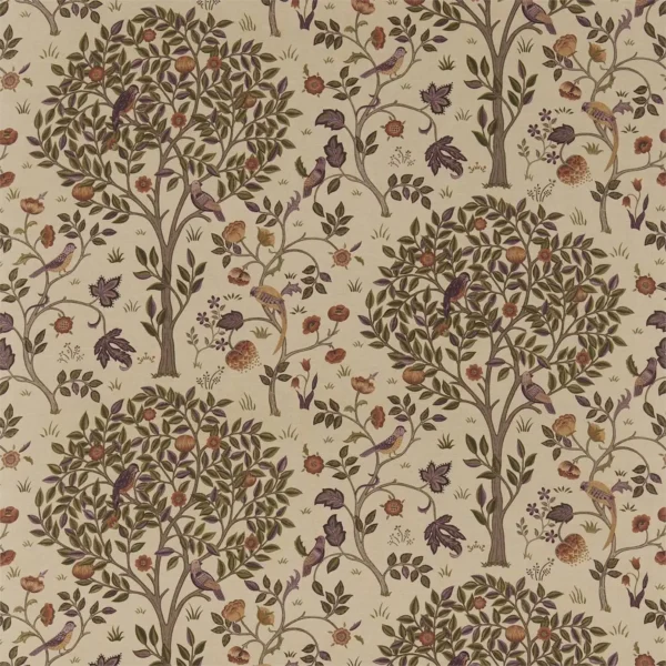 Kelmscott Tree Fabric - Mulberry / Russet by green animal linen fabric from William Morris & Co