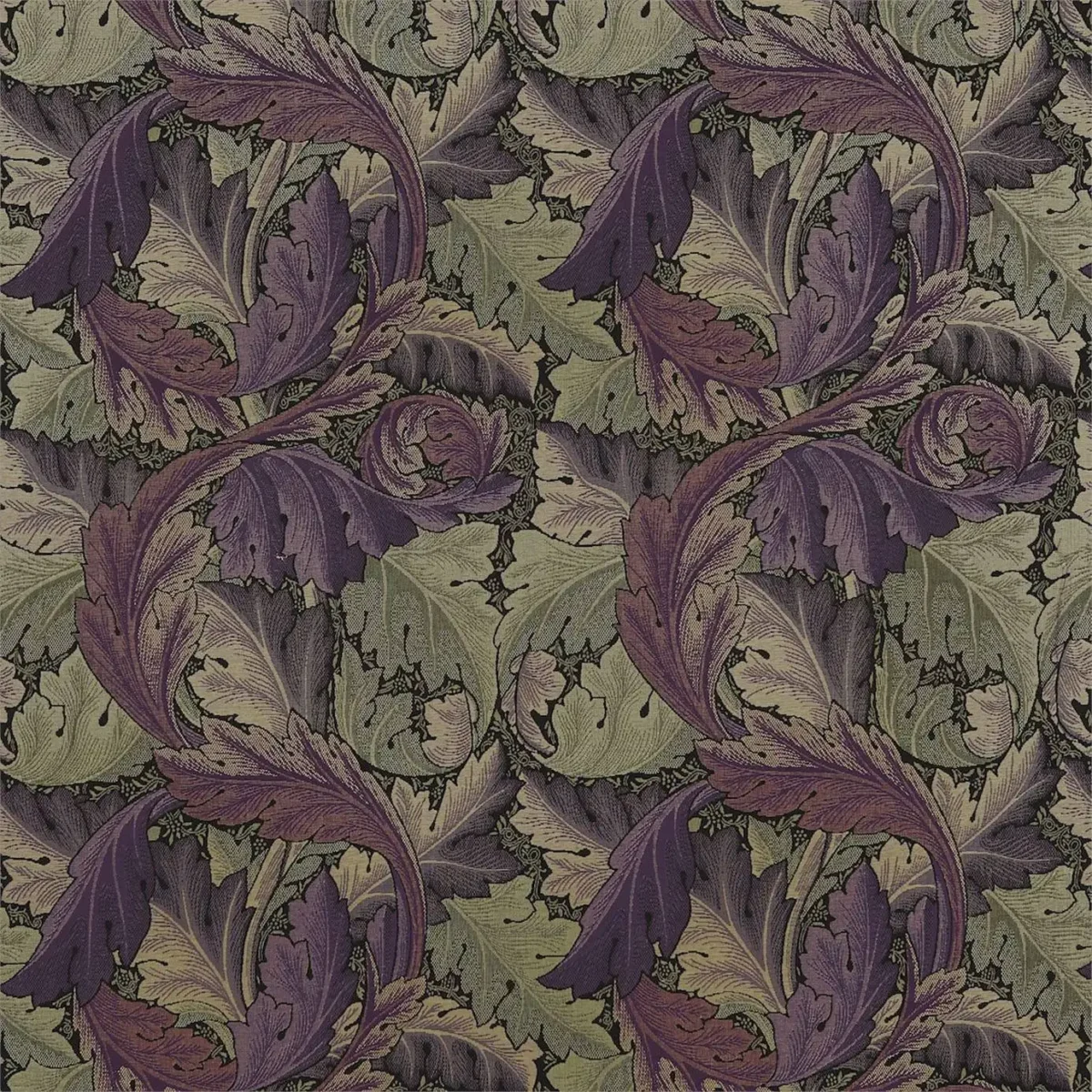 Acanthus Tapestry Fabric - Grape / Heather by purple botanical cotton fabric from William Morris & Co