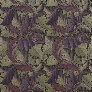purple botanical cotton fabric from William Morris & Co