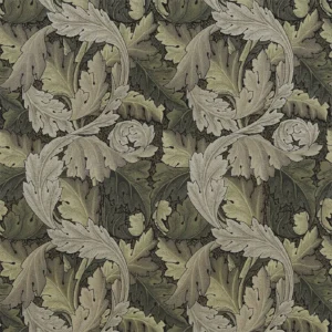 black-grey botanical cotton fabric from William Morris & Co