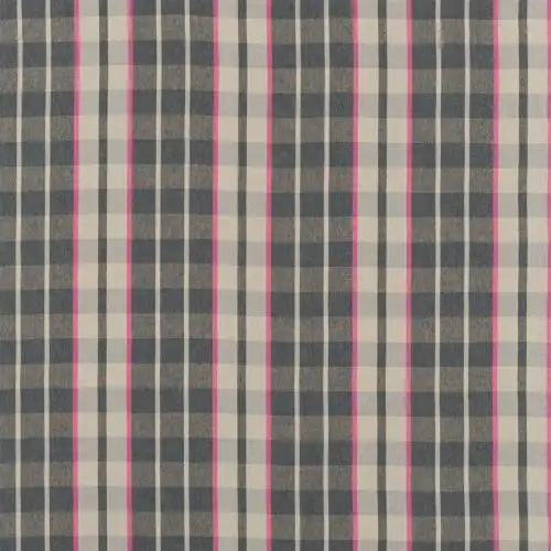 Brera Piazza Fabric - Fuchsia by black-grey checked linen fabric from Designers Guild