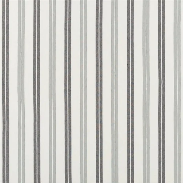 Brera Strada Fabric - Smoke by black-grey striped linen fabric from Designers Guild