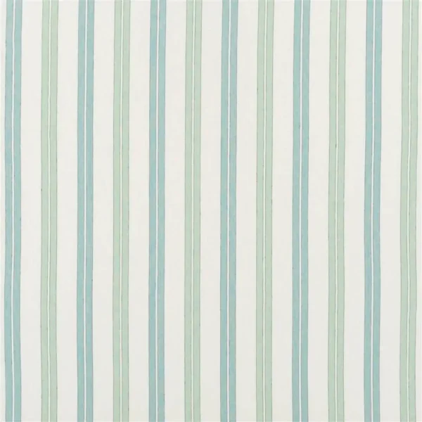 Brera Strada Fabric - Aqua by blue striped linen fabric from Designers Guild
