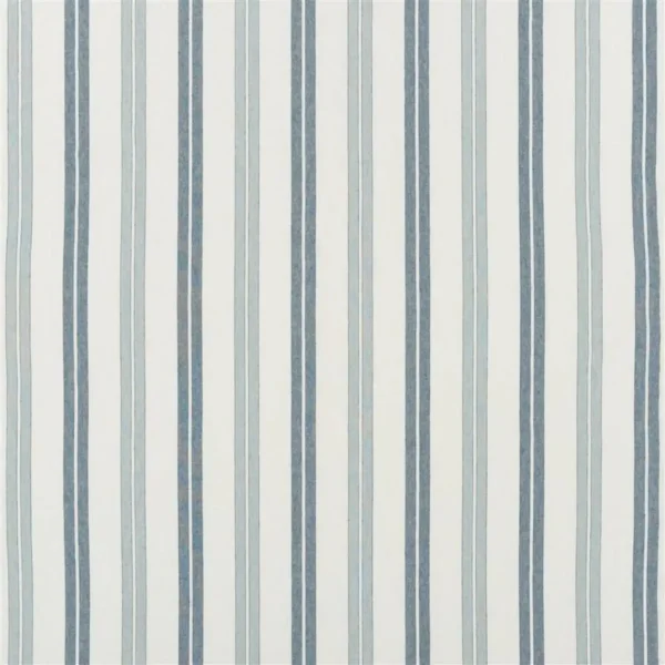 Brera Strada Fabric - Chambray by blue striped linen fabric from Designers Guild