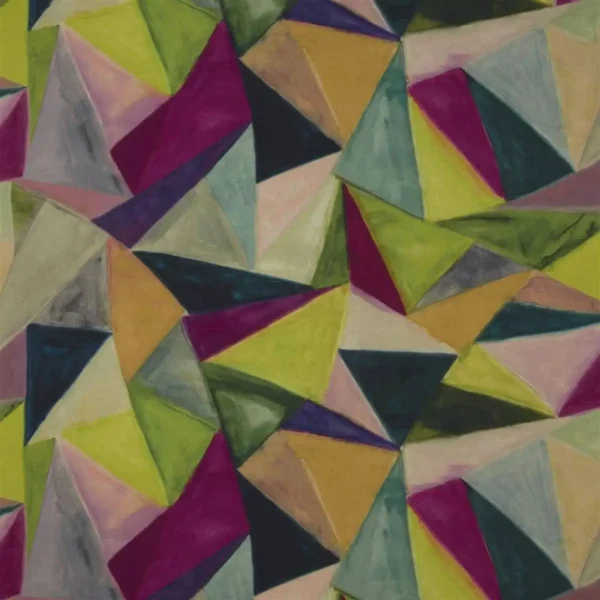 multicolour geometric linen fabric from Designers Guild