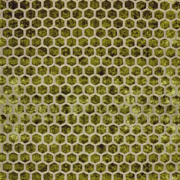 Manipur Fabric - Moss by green geometric velvet-chenille fabric from Designers Guild