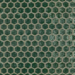 green geometric velvet-chenille fabric from Designers Guild