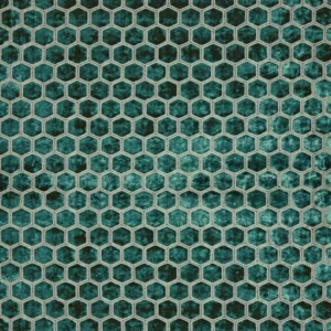 green geometric velvet-chenille fabric from Designers Guild