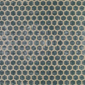 blue geometric velvet-chenille fabric from Designers Guild