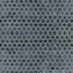 blue geometric velvet-chenille fabric from Designers Guild