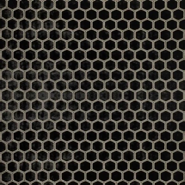 black-grey geometric velvet-chenille fabric from Designers Guild