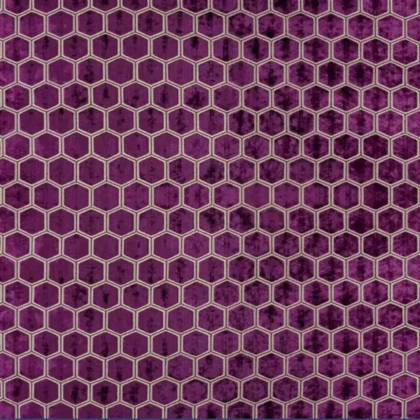 Manipur Fabric - Damson by purple geometric velvet-chenille fabric from Designers Guild