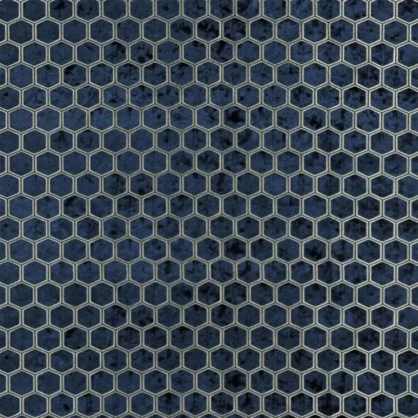 blue geometric velvet-chenille fabric from Designers Guild
