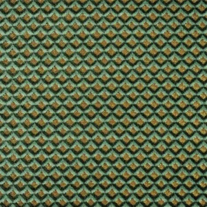 green geometric velvet-chenille fabric from Designers Guild