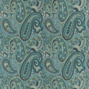 blue botanical embroideried fabric from Designers Guild