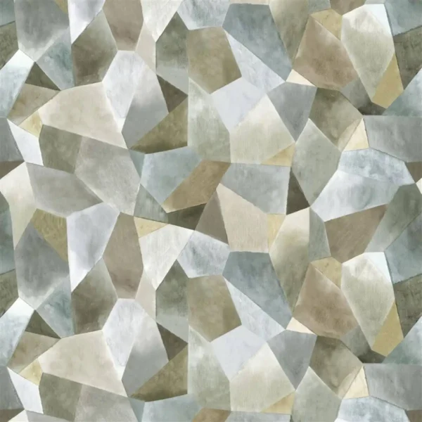 Geo Moderne Fabric - Pewter by black-grey geometric linen fabric from Designers Guild