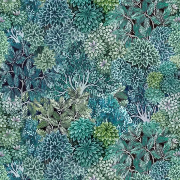 Madhya Fabric - Azure by green botanical velvet-chenille fabric from Designers Guild
