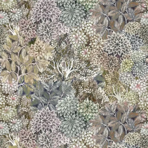 white botanical velvet-chenille fabric from Designers Guild