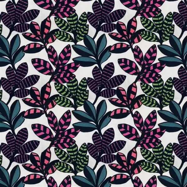 Tanjore Fabric - Berry by multicolour botanical cotton fabric from Designers Guild