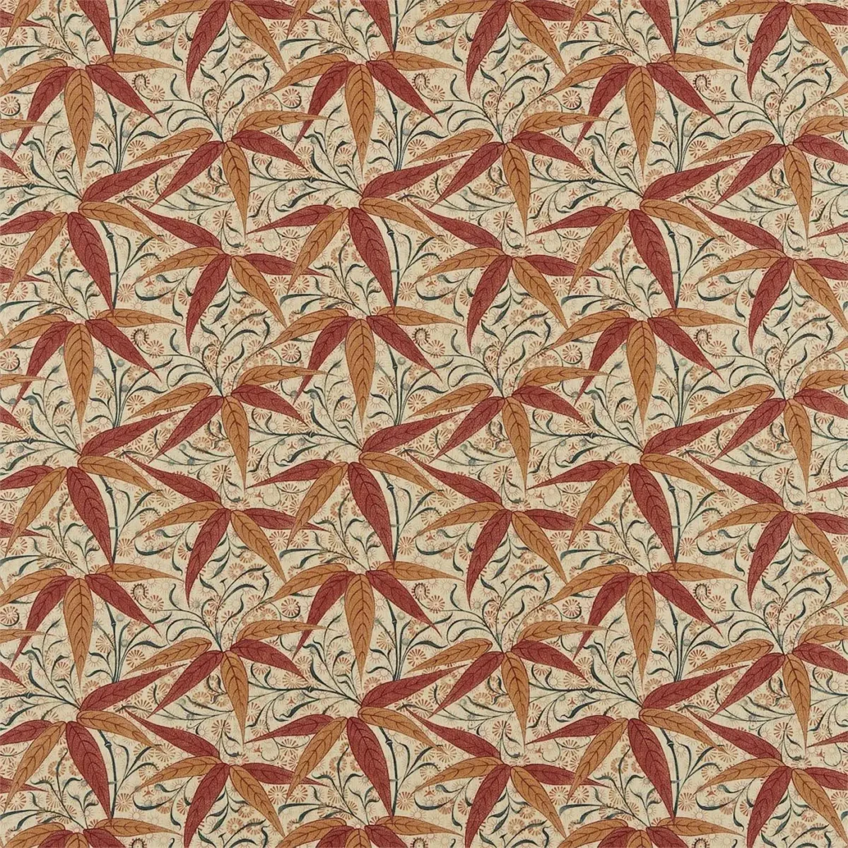 orange botanical cotton fabric from William Morris & Co