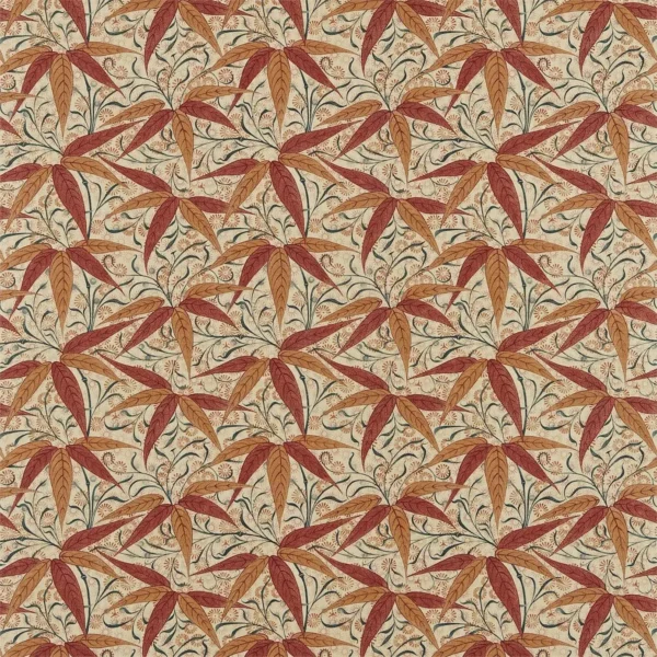 Bamboo Fabric - Russet / Siena by orange botanical cotton fabric from William Morris & Co