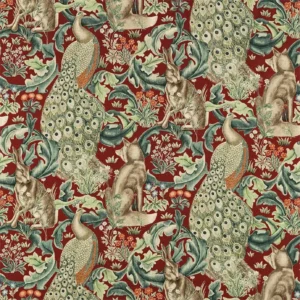 red animal linen fabric from William Morris & Co