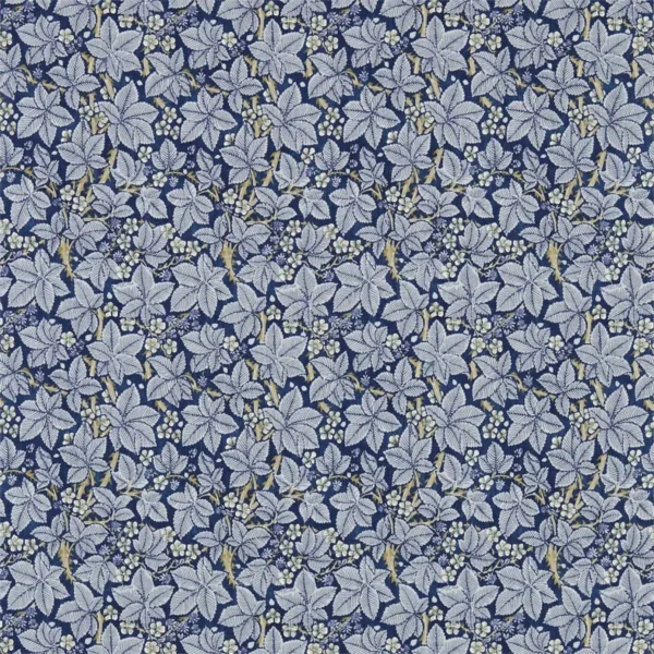 Bramble Fabric - Mineral / Indigo by blue botanical linen fabric from William Morris & Co