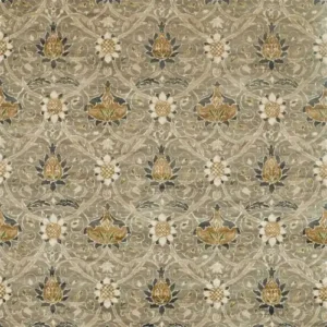 black-grey botanical velvet-chenille fabric from William Morris & Co