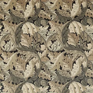 black-grey botanical velvet-chenille fabric from William Morris & Co