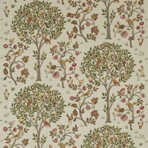 orange botanical embroideried fabric from William Morris & Co