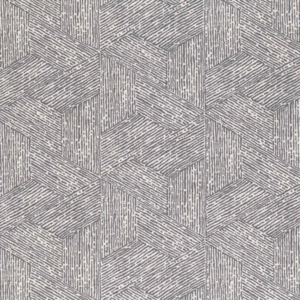 Escher Fabric - Gunmetal by black-grey geometric cotton fabric from Romo