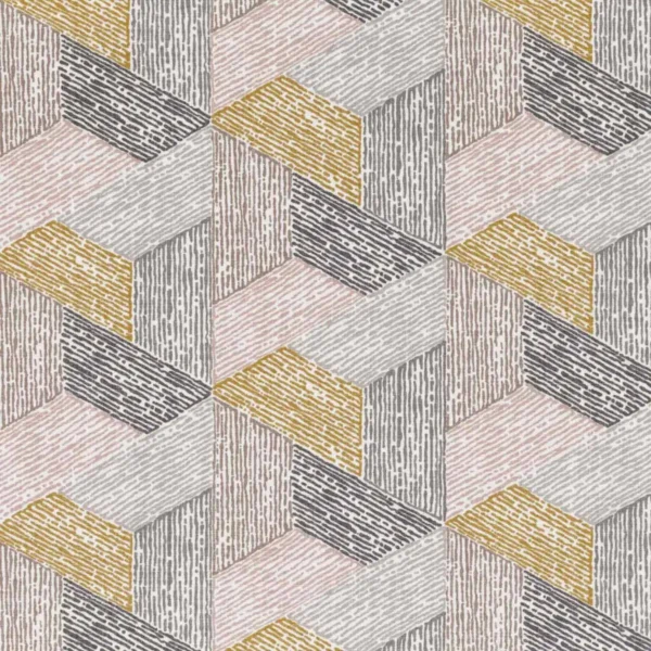 Escher Multi Fabric - Wild Rose by multicolour geometric cotton fabric from Romo
