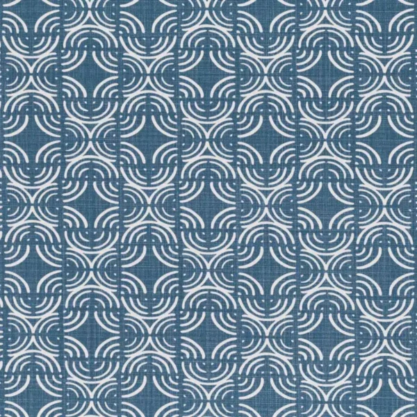 Kashi Fabric - Buxton Blue by blue geometric cotton fabric from Romo