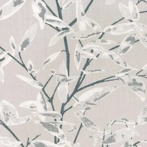black-grey botanical cotton fabric from Romo