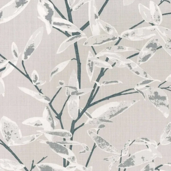 black-grey botanical cotton fabric from Romo