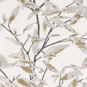 black-grey botanical cotton fabric from Romo