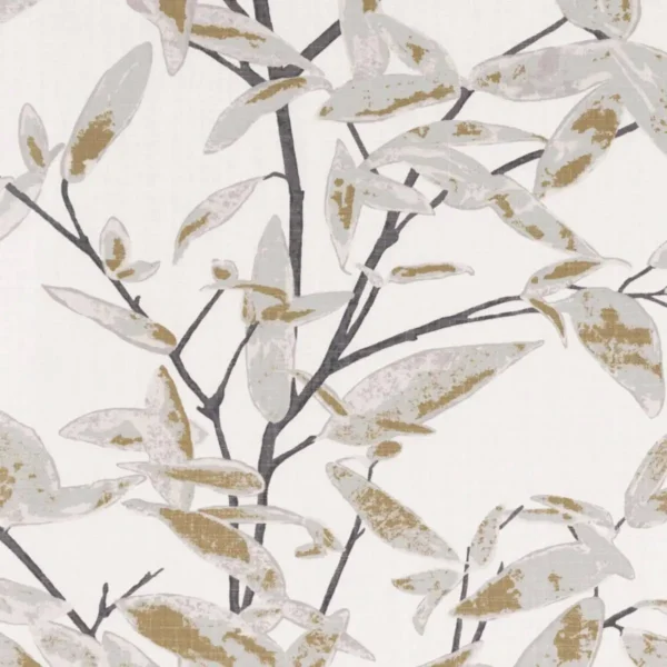 Sumba Fabric - Teak by black-grey botanical cotton fabric from Romo