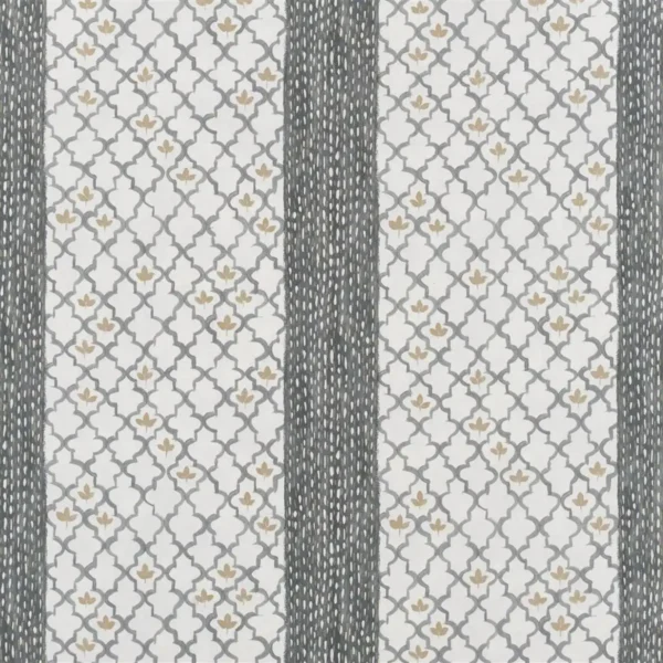 Pergola Trellis Fabric - Slate by black-grey geometric cotton fabric from Designers Guild
