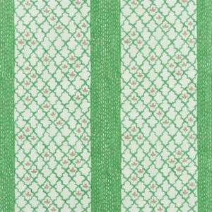 green geometric cotton fabric from Designers Guild