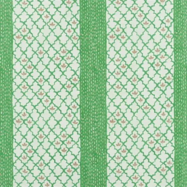 green geometric cotton fabric from Designers Guild