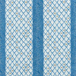 blue geometric cotton fabric from Designers Guild